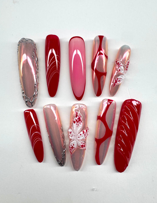 A-red flower 3D/Extar long almond