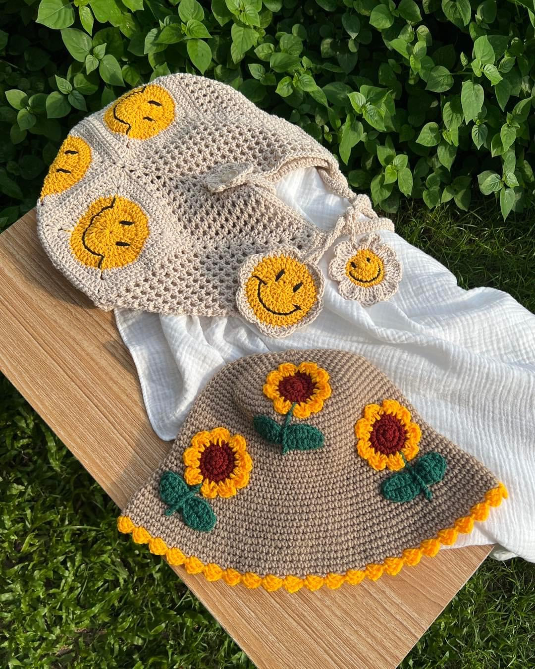 Sunflower knitted hat