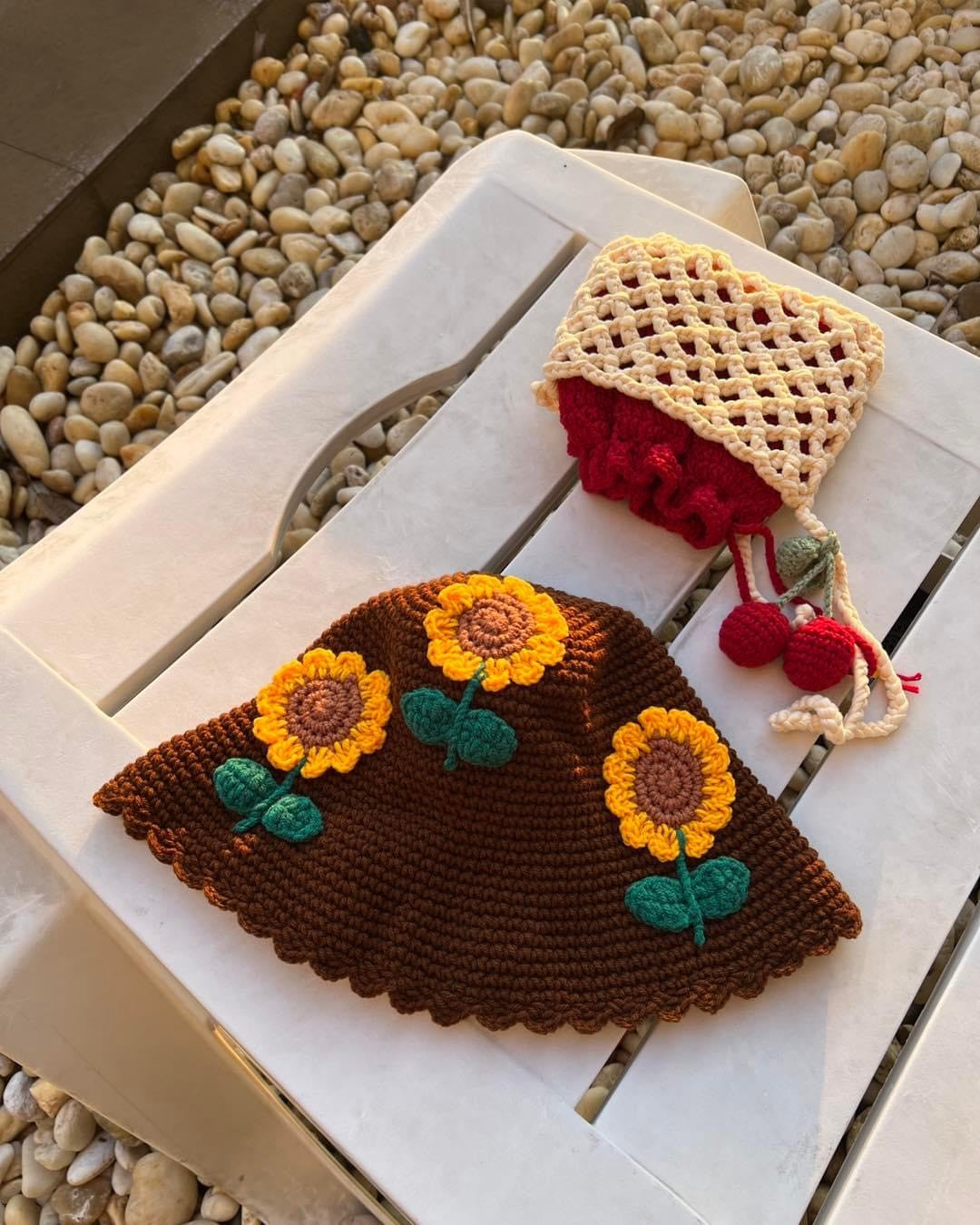 Sunflower knitted hat