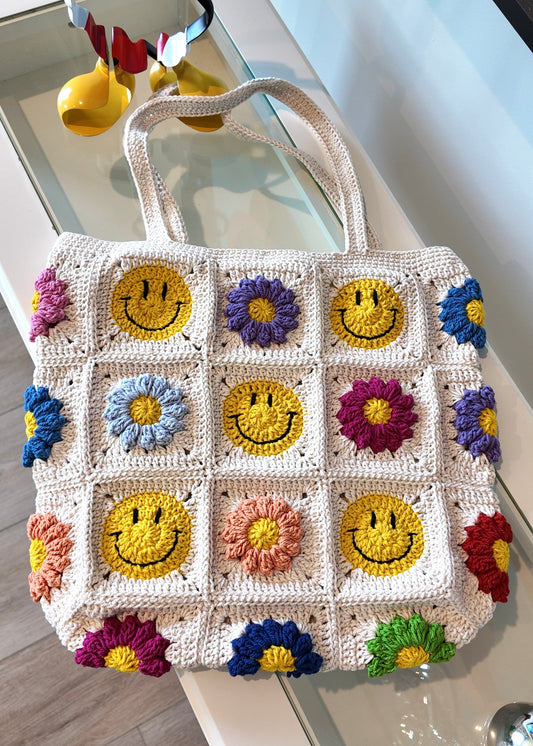 Tote bag smlie+flower