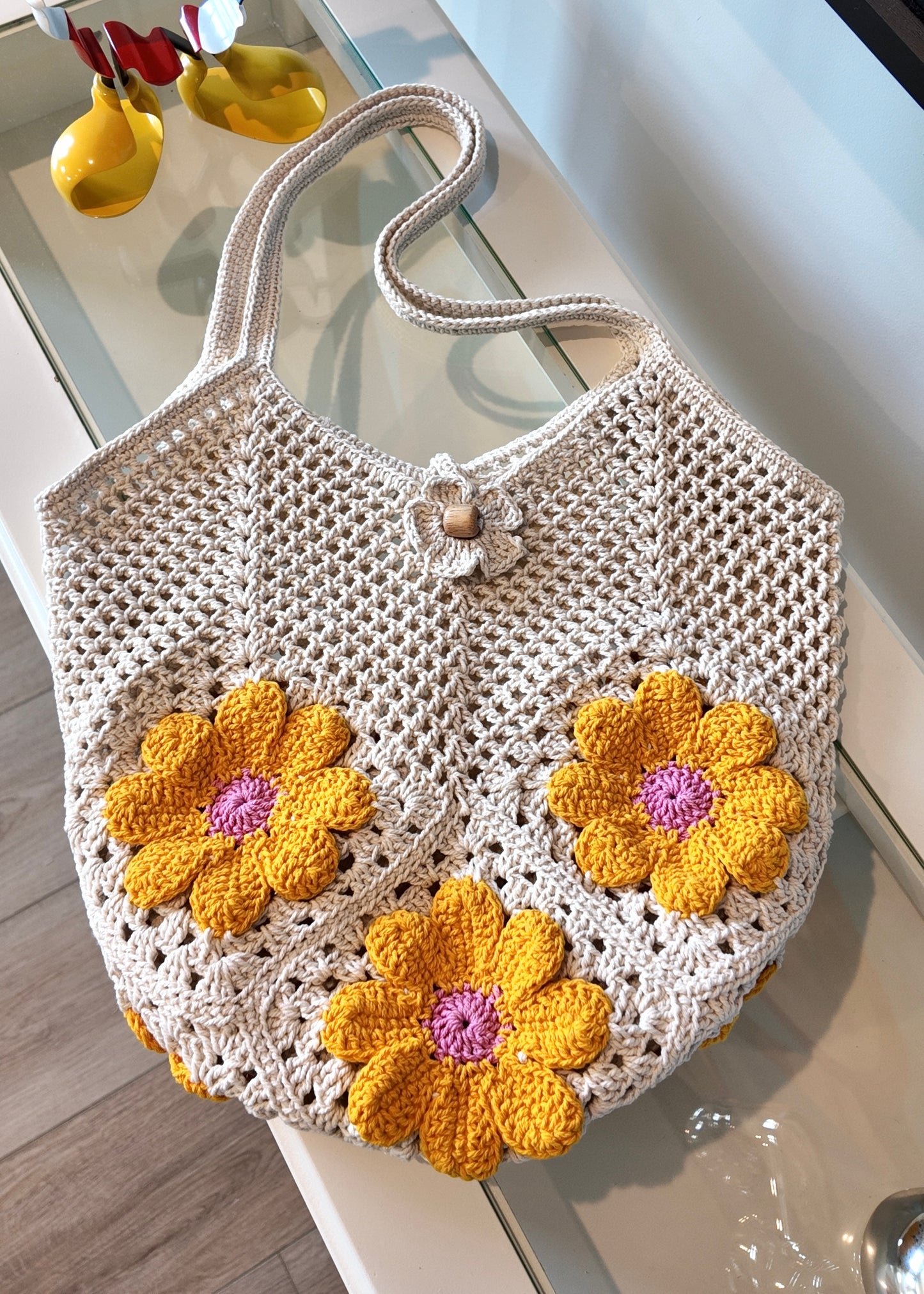 Tote bag daisy flowers 2